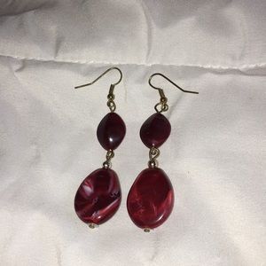 Red dangle earrings